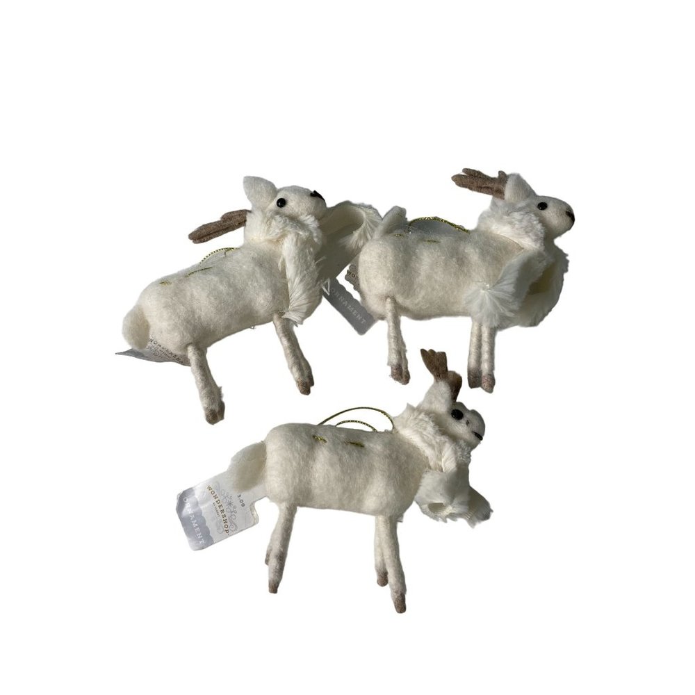 Bundle 3 Wondershop Ivory Gold Reindeer Ornaments, holiday, Christmas